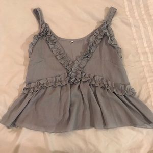 Light blue ruffled tank top